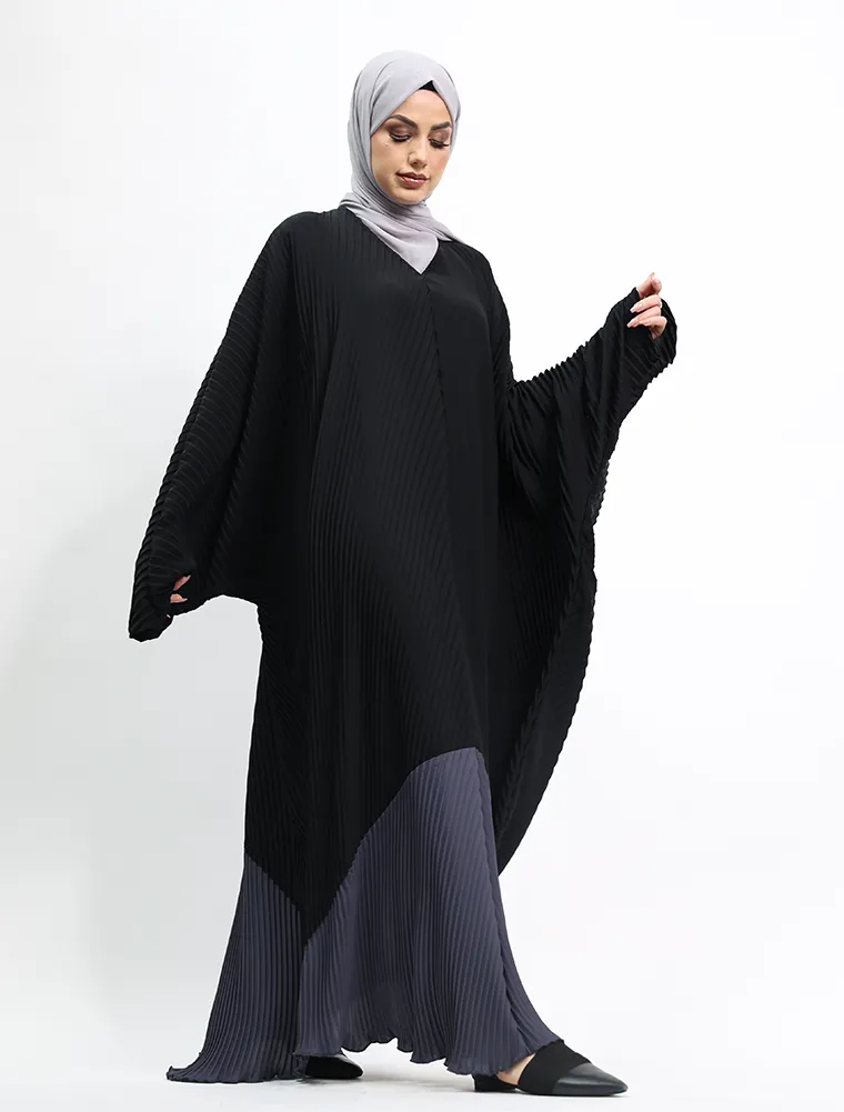 Grey Pleated Batwing